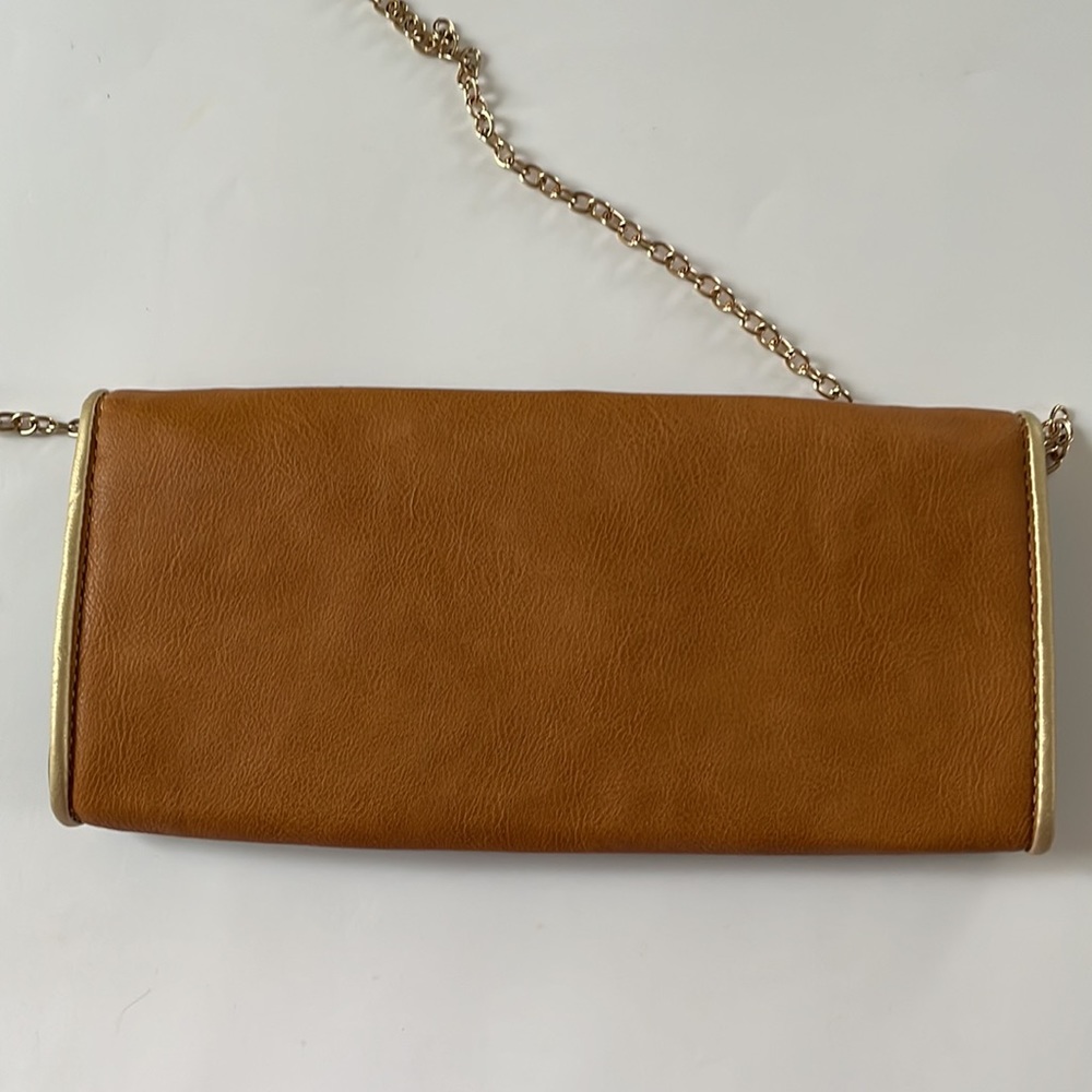 Big Buddha crossbody clutch chain shoulder bag LIKE NEW warm Brown Green Gold - Picture 2 of 8